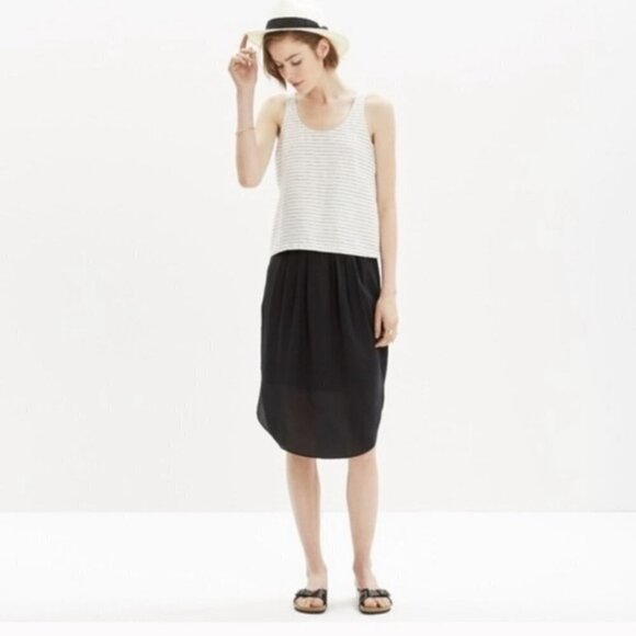 Madewell Black 100% Silk Mid-length Straight Island Skirt Elastic Waist XS - Picture 3 of 10